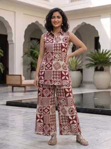 Stylish <b>Short</b> Sleeveless Cotton Printed Co-ord <b>Sets</b> <b>for</b> <b>Women</b> Featuring Coordinated <b>Shorts</b> <b>for</b> Casual Summer Wear Eco-friendly - Product Image 3