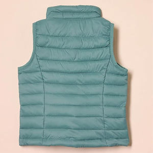 Teal Men's Plus Size Sleeveless Quilted Puffer Vest Zipper Stand Collar Outerwear Jacket - Product Image 2