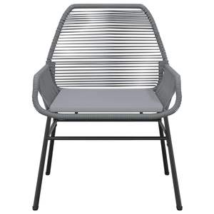 Ensemble de salle à manger en rotin poly gris de 5 pièces avec coussins Meubles en verre durable pour les repas en plein air - Product Image 5