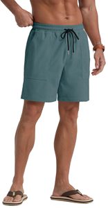 Pantalones Cortos Bermuda de Pana Sólida para Hombre, Cintura Media, Cordón Ajustable, Bolsillos, Ropa Casual, Transpirable, Ligero, Ajuste Cómodo - Product Image 5