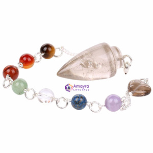 Péndulo de Cuarzo Rosa con Cadena de Chakra para Regalos Empresariales, Péndulos de Piedras Preciosas de la Mejor Calidad de la India - Product Image 4