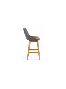 Taburete de Bar Moderno Tapizado con Patas de Madera Maciza, Asiento de Cuero Sintético, Mueble Cómodo para Interiores, Hogar, Cocina, Restaurante - Product Image 3