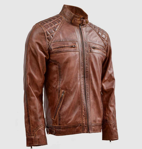 Chaqueta de Cuero Casual de Alta Gama para Hombre Waqar Teez, Cuero Genuino de Secado Rápido y Transpirable, Moda Otoñal Personalizable - Product Image 4