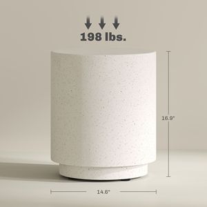 Tavolino Rotondo Leggero con Finitura in Cemento, Tavolo d'Appoggio Giallo Chiaro - Product Image 3