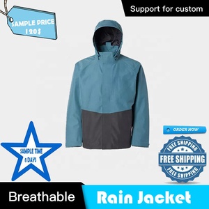 <b>Men's</b> Waterproof <b>Lightweight</b> Hooded Raincoat Breathable Polyester Outdoor <b>Jacket</b> for Hiking Camping - Product Image 6
