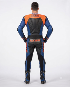 Combinaison de course premium pour homme 1 pièce en cuir de vache véritable/cuir de kangourou, style MotoCP, avec protections niveau 2 - Product Image 2
