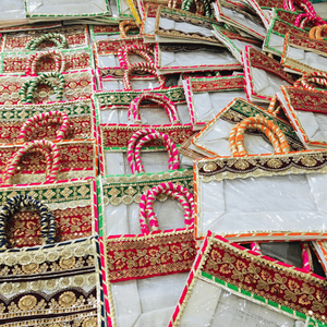 Sacs en jute Gota Patti en gros avec poignée transparente, fermeture éclair d'été, sac fourre-tout, sac à main, emballage de mariage, cadeau de demoiselle d'honneur, retour - Product Image 5