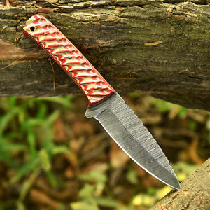 Cuchillo de caza y camping de hoja fija de acero de Damasco personalizado, hecho a mano, con mango de madera de color, cuchillos utilitarios de campo TARJ ENTERPRISES - Product Image 4