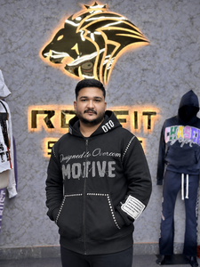 Men's Oversized <b>Zip</b>-Up <b>Hoodie</b> Black Cotton French Terry Streetwear Embroidered Logo Front <b>Pocket</b> Design Silver Stadd Mens <b>Hoodie</b> - Product Image 1