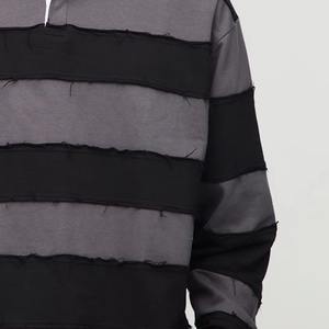 Polo de Manga Larga con Logotipo Personalizado de Alta Calidad, Transpirable, con Cuello a Rayas Estilo Rugby para Hombre, Liso Teñido, Impresión Digital - Product Image 6