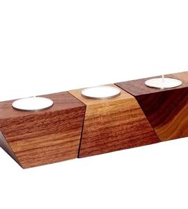 3 Bandeja para velas Tipo Casa DE CAMPO DE MADERA Portavelas rústico centros de mesa de boda chimenea combina con vasos de velas - Product Image 4