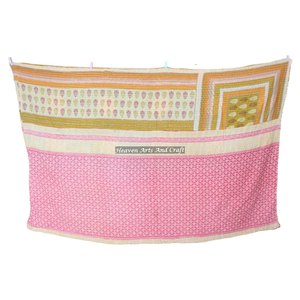 Cubrecama Kantha Indio Vintage de Algodón Hecho a Mano, Manta Gudri, Manta Reversible India Cosida a Mano, Manta Pesada de Sari Antiguo - Product Image 3