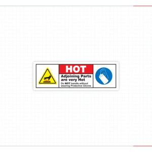 Industrial Hot Burn Hazard Labels Set With Red Prohibitive Do Not Touch Symbol And Blue Wear Gloves Signs-Resistant Water Proof - Product Image 4