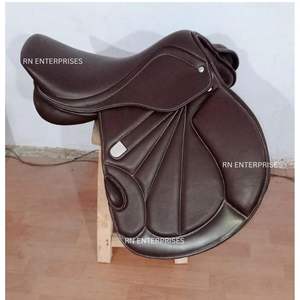 Selle de cheval 100% cuir de vache, tout usage, saut d'obstacles, anglais, cuir véritable de qualité supérieure, tailles 10 à 18 pouces - Product Image 1