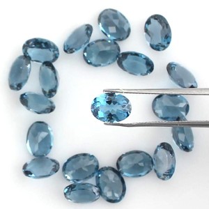 Topacio Azul de Londres Natural, Corte Ovalado, Piedras Sueltas Calibradas de 7x5-8x12mm, Topacio Azul Facetado para Joyería, Venta al Por Mayor - Product Image 6