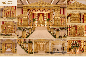 Grandioso Mandapam Dorado Manavarai para Ceremonia de Boda Tamil, Decoración de Lujo con Kalyanam Dorado Tallado en Fibra para Grandes Eventos - Product Image 6