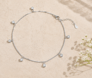 Chevillère ajustable en argent sterling 925 plaqué rhodium avec zircone cubique pour femme, style minimaliste - Product Image 5