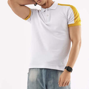 เสื้อโปโลแฟชั่นสตรีทแวร์ผู้ชายปี 2026 สีเหลือง แต่งแผงที่ไหล่ แขนครึ่งแขน เสื้อยืดผ้าฝ้ายสำหรับผู้ชาย - Product Image 5