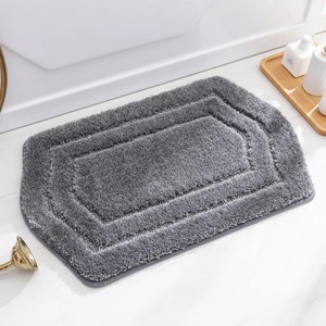 Tapis de bain rectangulaire moderne en chenille grise, antidérapant avec dos en caoutchouc, épais et moelleux, pour usage domestique - Product Image 4