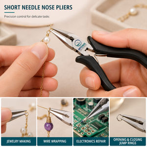 Pince à bec long professionnel en acier inoxydable, pince à bec fin de précision avec ressort et poignée ergonomique - Product Image 5
