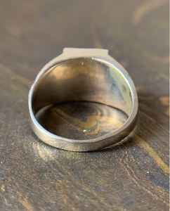 Men's <b>Lapis</b> Signet <b>Ring</b> Vintage Oxidized 925 Silver Striped Shank Natural Blue Stone Statement Jewelry - Product Image 5