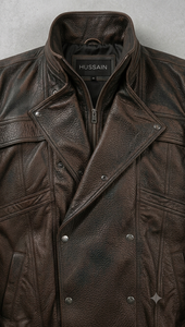 Chaqueta de hombre estilo vintage, de cuero de cordero encerado, con cierre de cremallera, estilo holgado, talla grande, para uso diario. - Product Image 2
