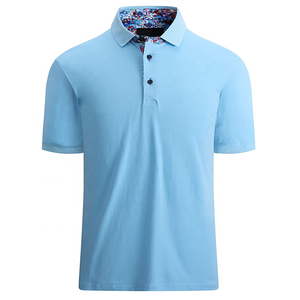 เสื้อโปโลผู้ชายผ้าฝ้าย100% เสื้อโปโลมีกระดุมแฟชั่นสำหรับกอล์ฟโปโลแขนสั้นแบบถัก - Product Image 1