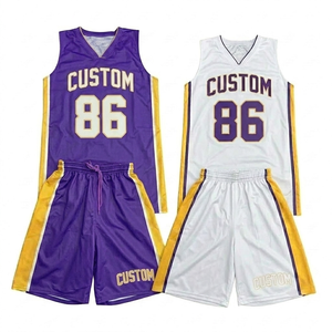 Maillot et short de basket-ball personnalisés pour hommes, grande taille, imprimé, séchage rapide, respirant, nom et numéro d'équipe sublimés - Product Image 1