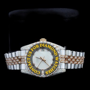 Reloj de Edición Limitada Hip Hop 2026 con Movimiento de Cuarzo, Caja Redonda, Esfera de Cristal, Moissanita Helada, Gemas y Piedras de Dos Tonos, 41 mm - Product Image 1