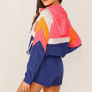 Comfortable Women's Windbreaker Crop Top Short <b>Sets</b> With Customize Size Two Piece <b>Sets</b> Stylish Summer Shorts <b>Sets</b>' - Product Image 2