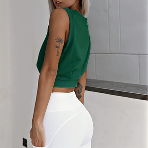 Camiseta Deportiva sin Mangas para Mujer, Color Sólido, Corte Recortado, Ajuste Holgado, Informal, para Gimnasio - Product Image 6