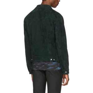 Chaqueta de Gamuza Verde Oscuro para Hombre, Corte Regular, Cuello Camisero, Estilo Casual para Otoño, Cierre de Botón Sencillo - Product Image 1