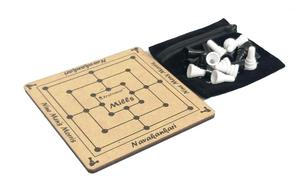 Jeu de société en bois Morris pour neuf joueurs Kraftsman avec des pièces noires et blanches, jeu de stratégie traditionnel pour les 8 ans et plus - Product Image 2