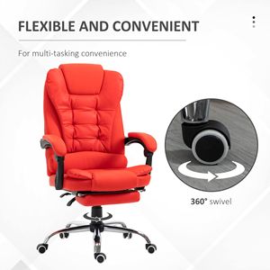 Sedia da Ufficio Direzionale Reclinabile con Schienale Alto, Base in Nylon, Braccioli e Poggiapiedi, Certificata BIFMA, Sedia Girevole Rossa - Product Image 6