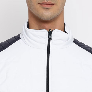 <b>Men's</b> <b>White</b> Stand Collar Windproof Waterproof Quilted <b>Vest</b> Zipper Closure Regular Length Solid Color Casual Outer Wear Winter - Product Image 4