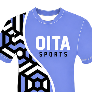 Camiseta de Rugby Geométrica Azul Periwinkle, Negra y Blanca, de Manga Corta, Cuello Redondo, Personalizable, Transpirable, para Entrenamiento Deportivo en Equipo - Product Image 3