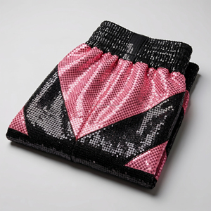 Custom <b>Sequin</b> Men Muay Thai Shorts Pink Black Glitter Kickboxing Trunks Wholesale Custom Logo Shiny MMA Fighting Shorts - Product Image 6