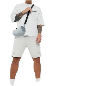 2025เซ็ตเสื้อยืดและกางเกงขาสั้นผ้าคอตตอน100% ใหม่ชุดคู่ผ้าคอตตอนสไตล์โอเวอร์ไซส์สำหรับผู้ชายระบายอากาศได้ดีสำหรับฤดูร้อน - Product Image 1