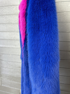 Abrigo Largo para Hombre de Piel Sintética de Zorro, Cortavientos, Azul, de Lana y Seda, con Cuello Rosa Abatible, Chaqueta de Invierno Esponjosa de Un Solo Botón - Product Image 3