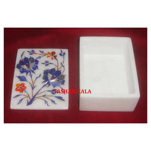 Cajas Decorativas de Mármol Blanco Puro de Forma Rectangular Hechas en India con Diseño Único en Color Verde para Decoración del Hogar y Regalos - Product Image 6