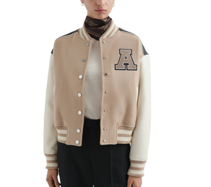 Chaquetas Varsity Personalizadas de Alta Calidad para Mujer, Exterior de Lana/Cachemira y Microfibra, Colores Sólidos, Mejor Precio por Volumen - Product Image 4