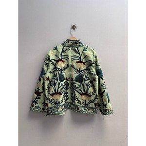 เสื้อแจ็คเก็ตสีเขียวมิ้นท์ ลายปักแบบอุซเบก เสื้อโค้ทปักมือ เสื้อแจ็คเก็ตสั้นสำหรับผู้หญิง สไตล์โบโฮชิค - Product Image 5