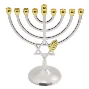 Contemporary Design Metal 7 Arms Menorah Candle Holder Decorative <b>Candelabra</b> Interior Accent - Product Image 5