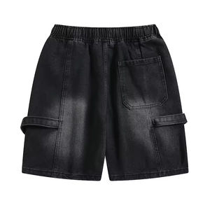 Shorts de mezclilla casuales de verano para jóvenes, diseño de cinco puntos de estilo industrial desestructurado, bordado ligero, elástico y ecológico. - Product Image 6