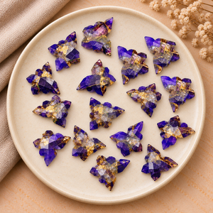 Cuentas de Cobre con Forma de Mariposa y Amatista, 14x10mm, Facetadas, para Fabricación de Joyas, Venta al por Mayor, Cuentas Sueltas, Suministros para Manualidades - Product Image 1