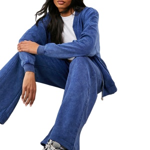 Women Acid Wash Tracksuit <b>Set</b> 2 Piece Casual <b>Lounge</b> Wear Outfit Vintage Acid Wash Women Tracksuit 2026 - Product Image 3