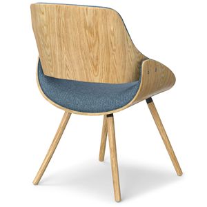 Sedia da pranzo Malden in legno curvato con schienale in denim blu/marrone chiaro - Product Image 3