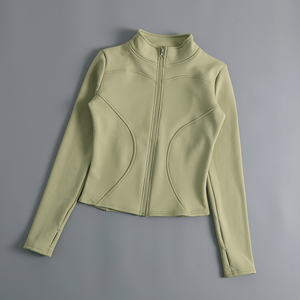 Chaqueta Deportiva de Yoga para Mujer, Otoño Invierno, Corte Ajustado, Manga Larga, Cuello Alto con Cierre, Estampado, Ropa Deportiva para Correr - Product Image 1