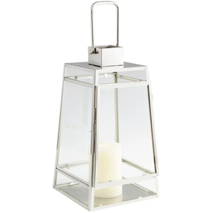 Great Quality Gold Ribbed Glass Lantern with Metal Handle Elegant Trapezoid Hurricane <b>Candle</b> Holder for Home Lighting - Product Image 6