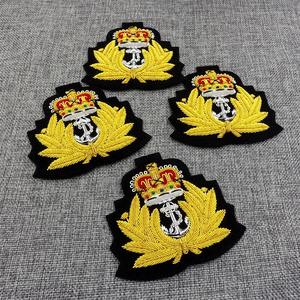 Emblema de metal bordado estilo real británico para gorra, insignia de abrigo de lana estilo naval con corona, pegatina de tela, suministros de costura DIY para ropa - Product Image 6